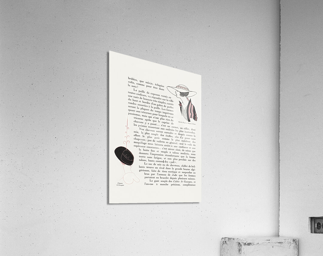 Atours simples: dameshoeden 1915 fashion illustration  by George Barbier.  Acrylic Print