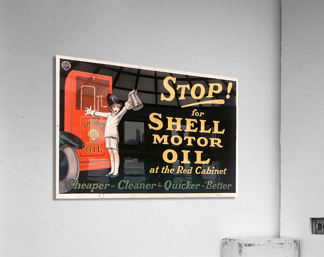 Stop! for Shell motor oil at the Red Cabinet 1926 by Jean dYlen Poster Acrylic Print