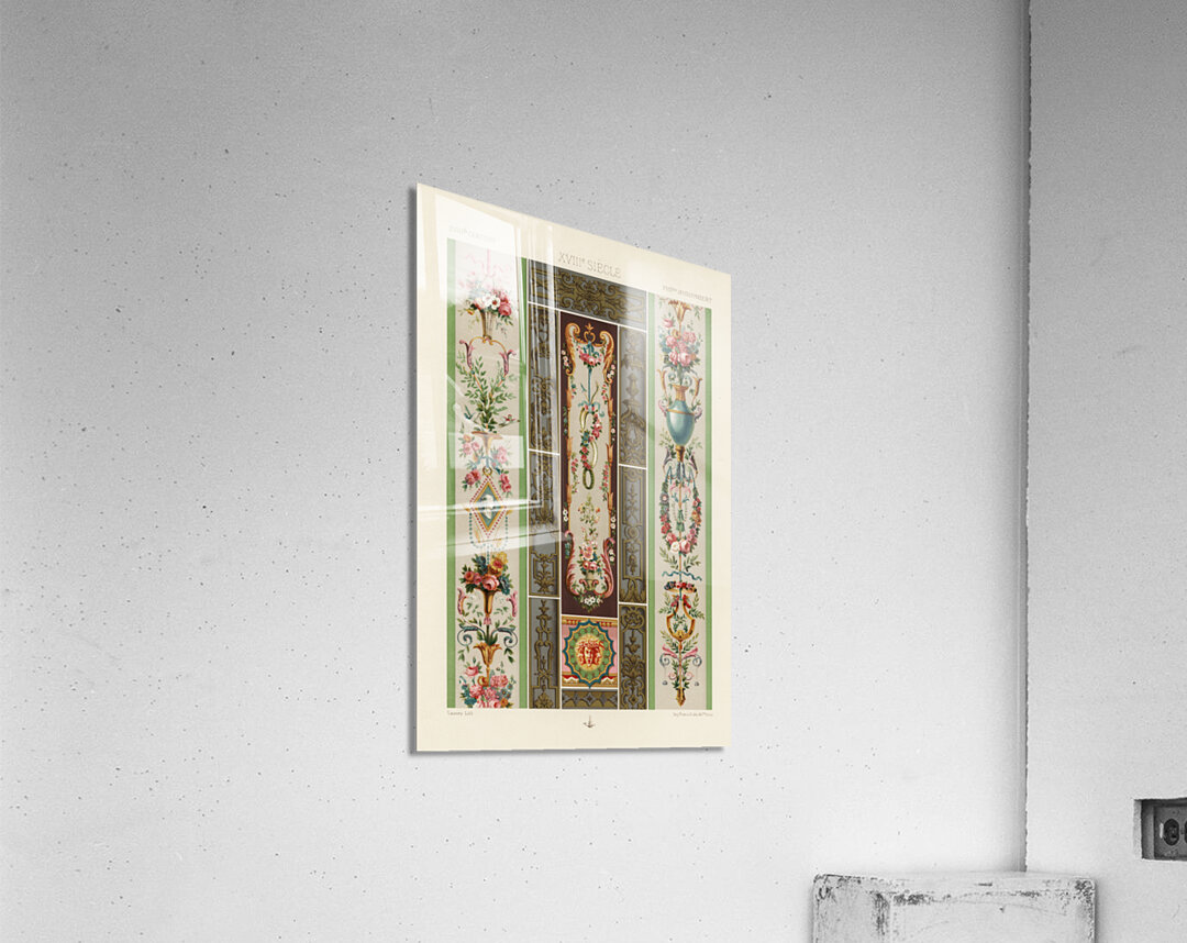 18th Century pattern. 1888 edition Lornement Polychrome by Albert Racine 1825–1893. Acrylic Print