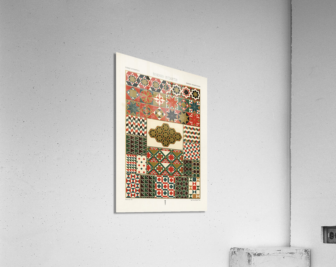 Roman-Byzantine pattern. 1888 edition Lornement Polychrome by Albert Racine 1825–1893. Acrylic Print