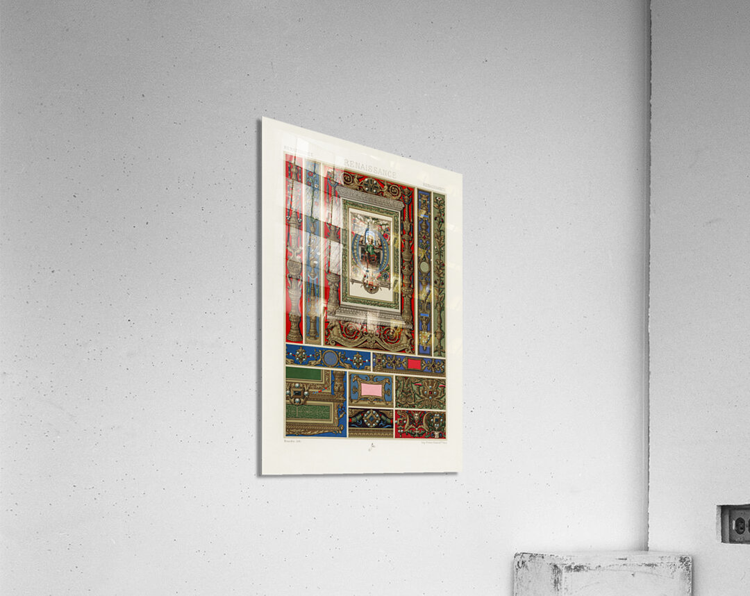 Renaissance pattern. 1888 edition Lornement Polychrome by Albert Racine 1825–1893. Acrylic Print