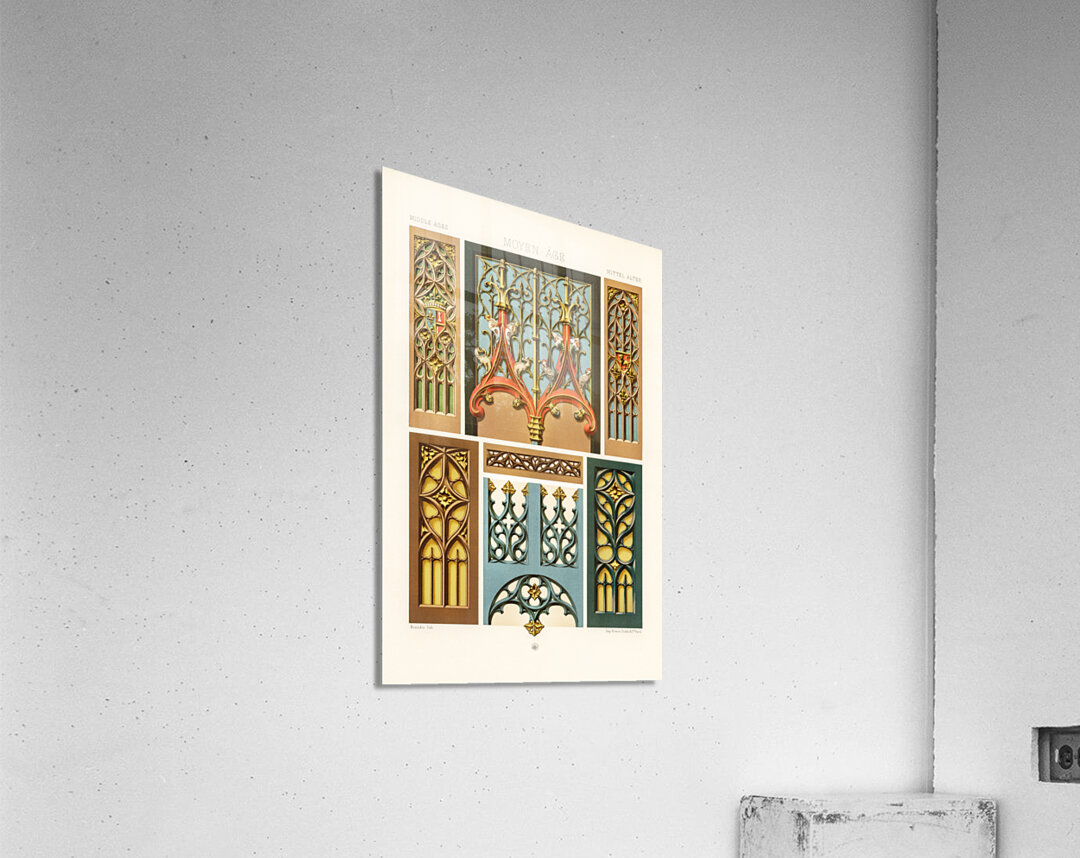 Medieval pattern. 1888 edition Lornement Polychrome by Albert Racine 1825–1893. Acrylic Print