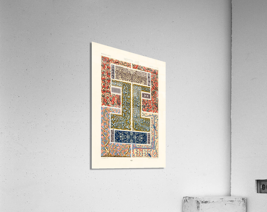 Middle-Ages pattern. 1888 edition Lornement Polychrome by Albert Racine 1825–1893. Acrylic Print