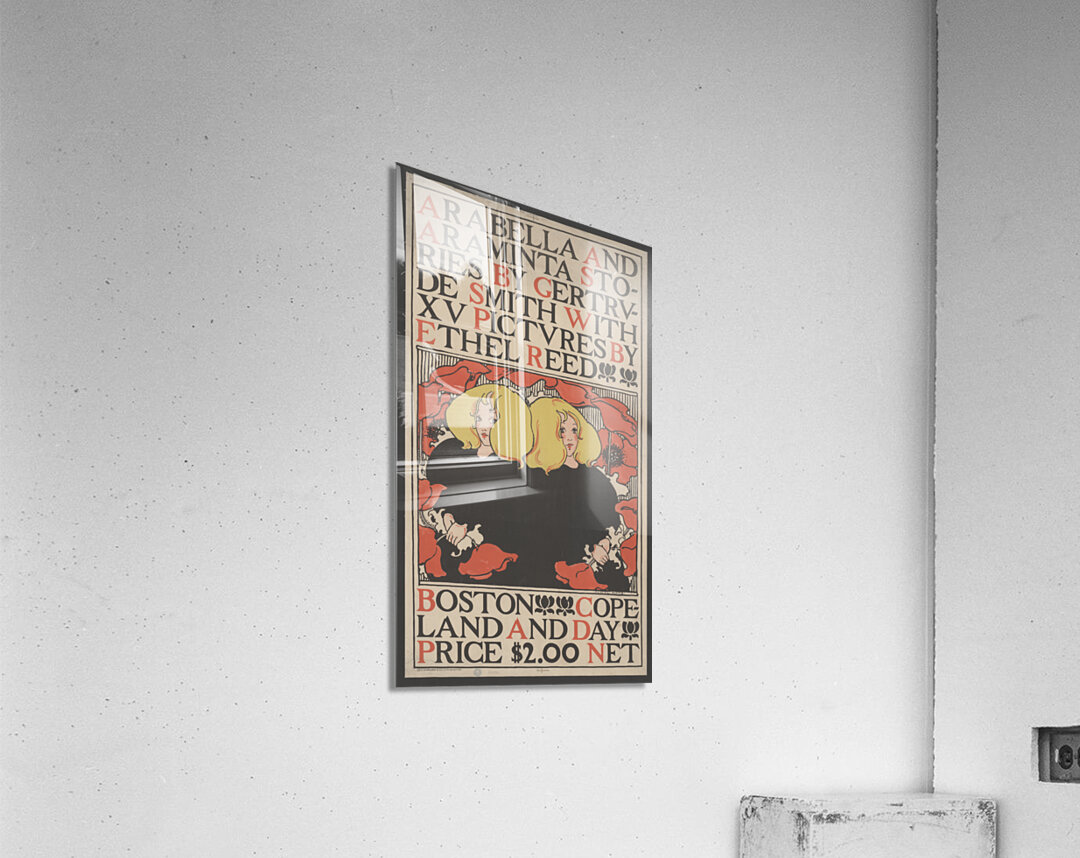 Twin blonde girls 1895 print by Ethel Reed. Acrylic Print