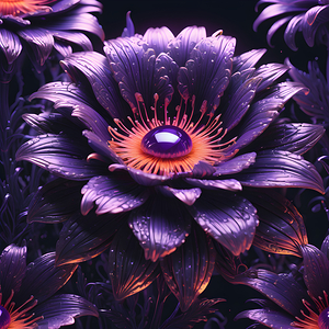 Glowing Ultraviolet Punk Flower By ISHISH