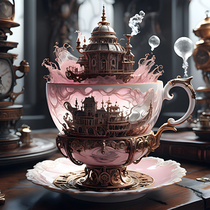 A luxurious Steampunk Teacup Tempest By ISHISH