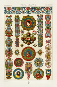 Renaissance pattern. 1888 edition Lornement Polychrome by Albert Racine 1825–1893.