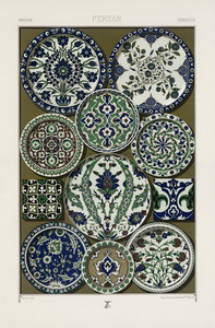 Persian pattern Lornement Polychrome 1888 by Albert Racinet 1825-1893. 1888 edition.