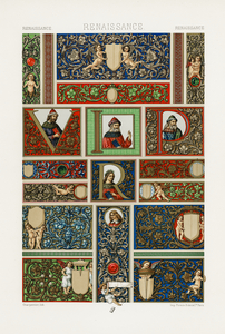 Renaissance pattern. 1888 edition Lornement Polychrome by Albert Racine 1825–1893.