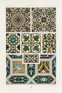 16th Century pattern. 1888 edition Lornement Polychrome by Albert Racine 1825–1893.