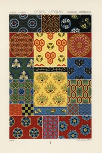 Chinese - Japanese pattern Lornement Polychrome 1888 by Albert Racinet 1825-1893. 1888 edition.