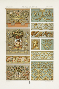 Renaissance pattern. 1888 edition Lornement Polychrome by Albert Racine 1825–1893.