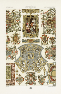 16th Century pattern. 1888 edition Lornement Polychrome by Albert Racine 1825–1893.
