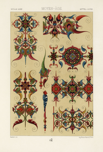 Middle-Ages pattern. 1888 edition Lornement Polychrome by Albert Racine 1825–1893.