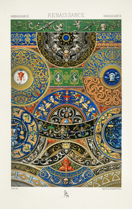 Renaissance pattern. 1888 edition Lornement Polychrome by Albert Racine 1825–1893.