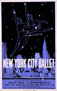 New York City ballet Cleveland Opera Association presents first time in Cleveland Music Hall 1960s Artcraft Lithograph Poster 1905–1970