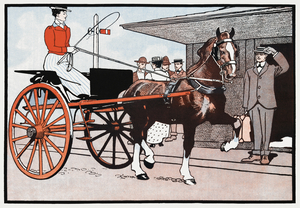 Woman in a horse carriage ca. 1890-1907  by Edward Penfield