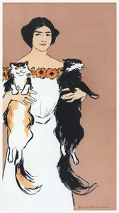 Woman holding cats 1898 by Edward Penfield