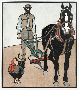 Man with Rooster and Horse ca. 1890-1907 by Edward Penfield