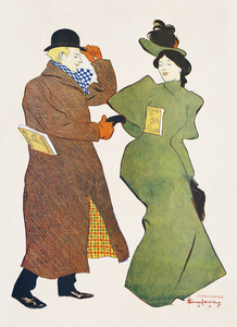 Man and woman shaking hands 1895 by Edward Penfield