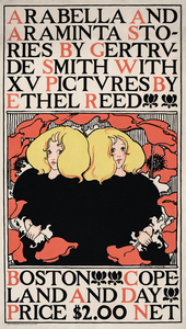 Arabella and Araminta Stories 1895 Art Nouveau poster of twin blonde girls by Ethel Reed. 