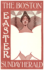 The Boston Easter Sunday Herald 1890–1900 vintage poster of a woman by Ethel Reed.