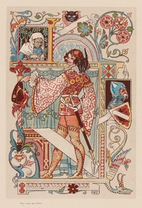Chevalier inscrit dans une enluminure Illustration by Eugène Samuel Grasset