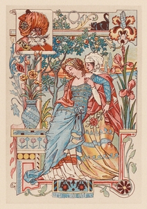 Femme assoupie dans les bras de sa servante Illustration by Eugène Samuel Grasset