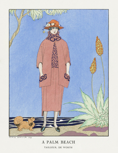 A palm beach: Tailleur de Worth from Gazette du Bon Ton No. 5 Pl. 40 1921 fashion illustration  by George Barbier. 