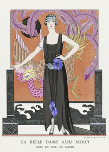 La belle dame sans merci: Robe du soir de Worth 1921 fashion illustration  by George Barbier. 