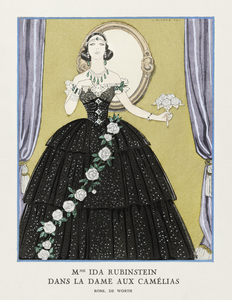 Mme Ida Rubinstein dans La Dame aux Cam&eacutelias 1923 fashion illustration  by George Barbier. 