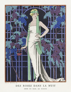 Des robes dans la nuit: Robe du soir de Worth 1921 fashion illustration  by George Barbier. 