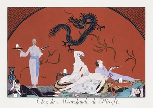 Chez la Marchande de Pavots 1920 fashion illustration  by George Barbier.