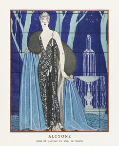 Alcyone / Robe et manteau du soir de Worth 1923 fashion illustration  by George Barbier. 