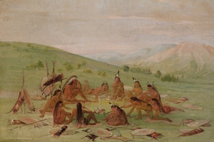 Foot War Party In Council Mandan 1835-1837