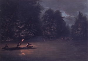 Deer Hunting By Torchlight In Bark Canoes 1846-1848