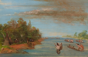 Sac And Fox Sailing In Canoes 1837-1839