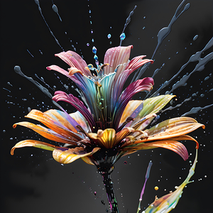 Zebra Stripe Splash Flower By ISHISH