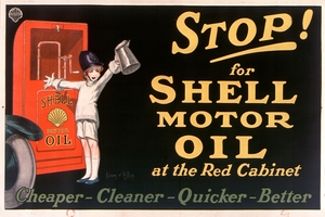 Stop! for Shell motor oil at the Red Cabinet 1926 by Jean dYlen Poster