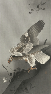 Eagle lurking at a prey 1877-1930 by Ohara Koson 1877-1945.