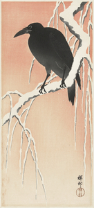 Crow on snowy branch 1900 - 1936 by Ohara Koson 1877-1945.