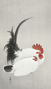 Rooster and hen 1900 - 1930 by Ohara Koson 1877-1945.
