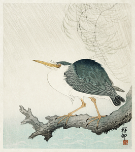 Quack on tree stump 1900 - 1936 by Ohara Koson 1877-1945.