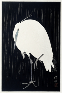Egret in the rain 1925 - 1936 by Ohara Koson 1877-1945.