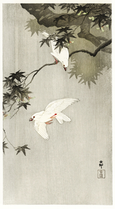 Birds in rain 1900 - 1936 by Ohara Koson1877-1945.