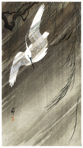 Egret in storm 1900 - 1936 by Ohara Koson 1877-1945.