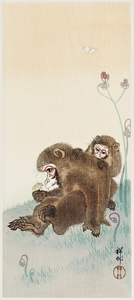 Two monkeys 1900 - 1945 by Ohara Koson 1877-1945.