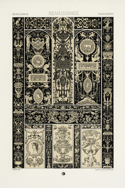 Renaissance pattern. 1888 edition Lornement Polychrome by Albert Racine 1825–1893. Print