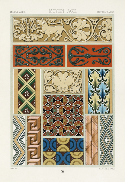 Middle-Ages pattern. 1888 edition Lornement Polychrome by Albert Racine 1825–1893. Print