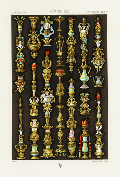 16th Century pattern. 1888 edition Lornement Polychrome by Albert Racine 1825–1893. Print